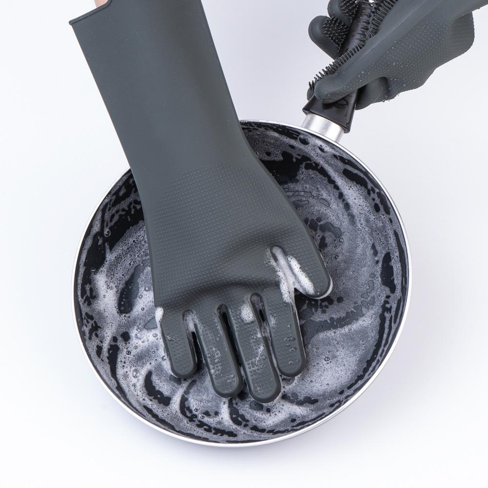 Black Silicone Dishwashing & Cleaning Gloves - Anti-Freeze, Heat-Resistant for Kitchen & Laundry Use
