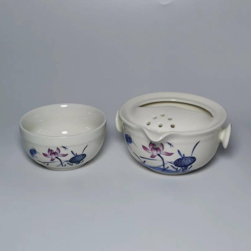 Hurtowy porcelanowy zestaw do herbaty 1 dzbanek 1 filiżanka, wysokiej jakości piękny i elegancki czajniczek Gaiwan i filiżanki łatwo podróżny czajnik