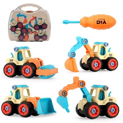 JoyGrow Ensemble de Construction DIY Éducatif Construction Faire Semblant Bac à Sable Mini Cadeau pour Garçons et Filles Véhicules, 4, Jouets, Excavatrice, Jeu, Jeu, Voitures,