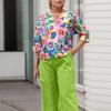 ZANZEA Women 3/4 Sleeve Print Blouse and Pants Casual Two Piece Suit Sets