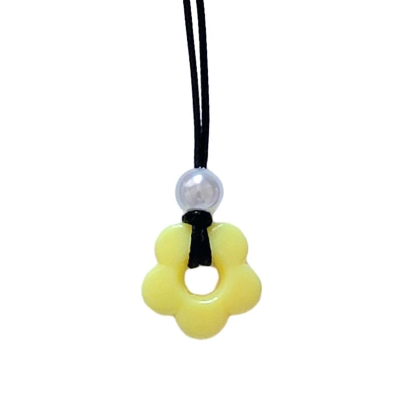 Sweet Cool Pearl Flower Pendant Necklace Fashion Summer Choker Wax Rope Lace up Collar Necklace Statement Jewelry