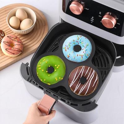 Moule à beignets antiadhésif en silicone à 3 cavités Réutilisable Moules à beignets Pour friteuse à air Pour gâteau biscuit collation Cuisson Préparation petit-déjeuner
