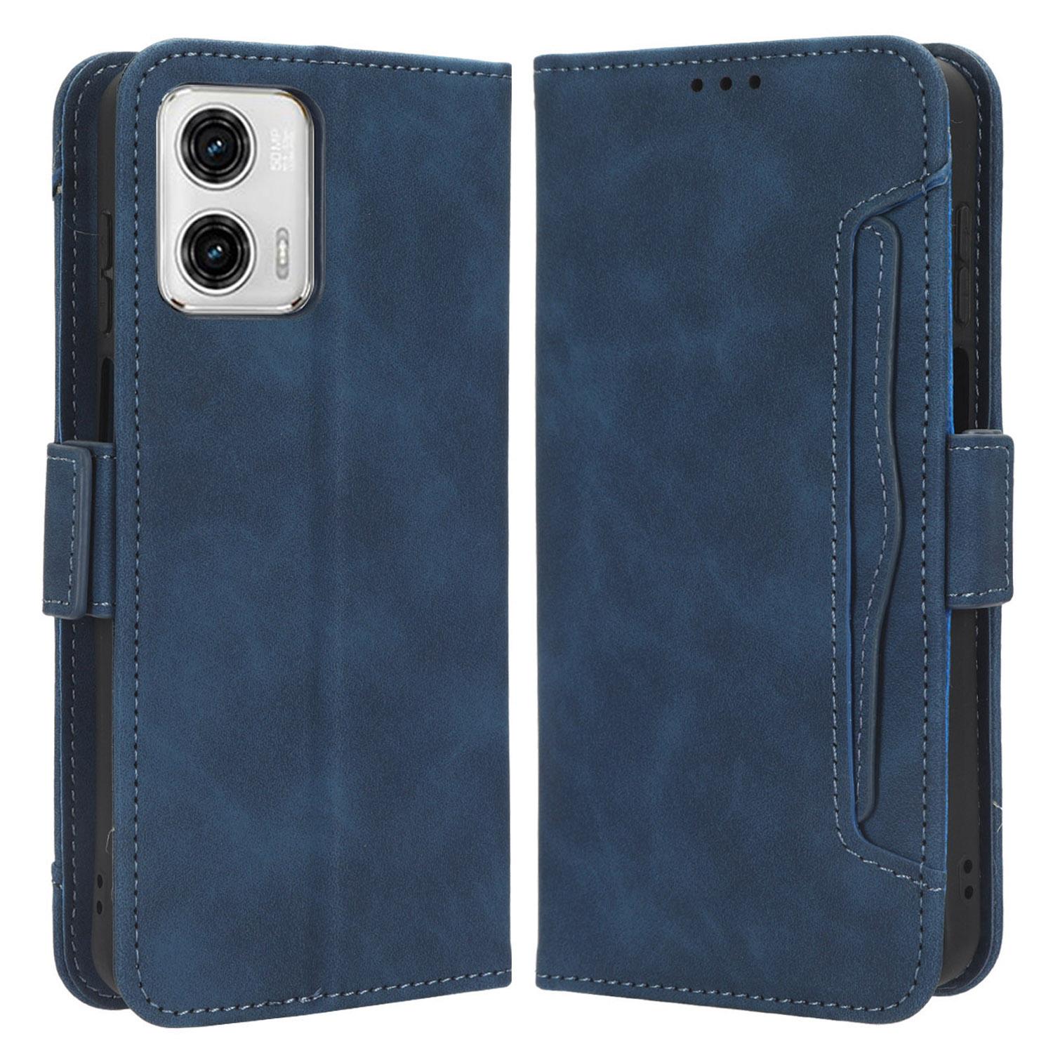 

Для Motorola Moto G53 5G Кожаный чехол-кошелек с подставкой Множество слотов для карт Ударопрочный чехол для телефона Blue