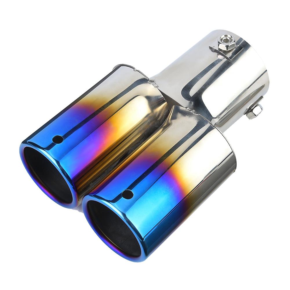 Stainless Steel Car Modified Double Exhaust Pipe Rr Muffler Tip Tail Throat