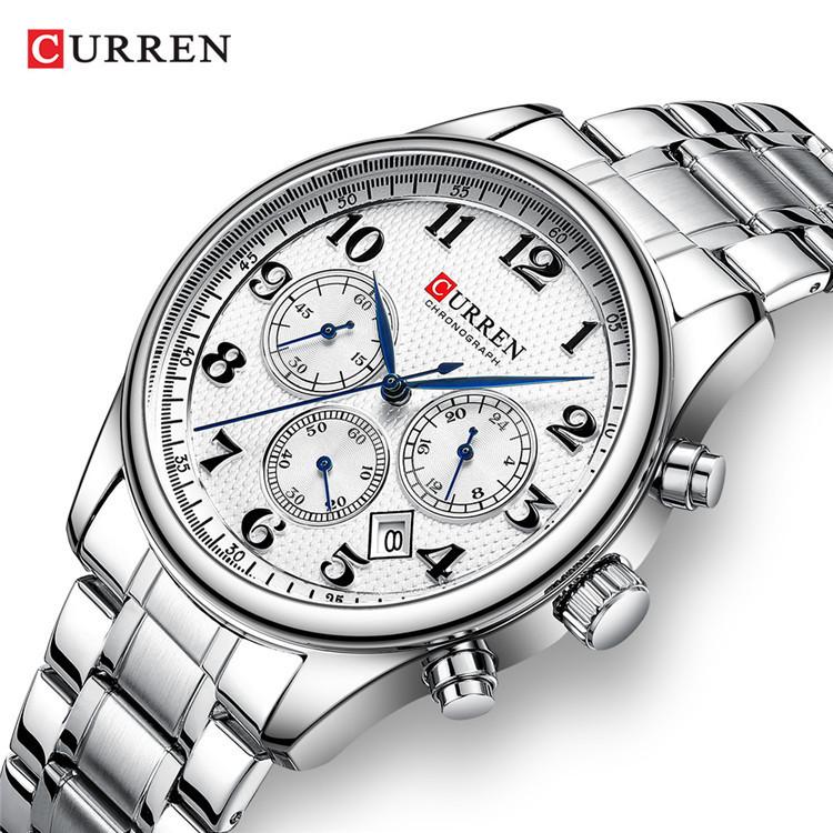 CURREN 8466 Men's Multifunctional Steel Chronograph Quartz Watch