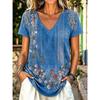 Camiseta de Verano para Mujer Estampado de Patrón Retro Manga Corta Camisetas Tops Impresos Casuales