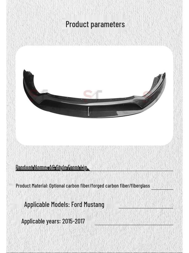 Carbon Fiber AC Style Front Spoiler Lip Kit for Ford Mustang