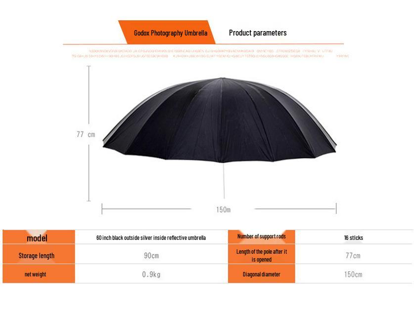 Godox 60" Black/White & Black/Silver Softbox Reflector Umbrella 150cm for Studio Portrait Photography Lighting