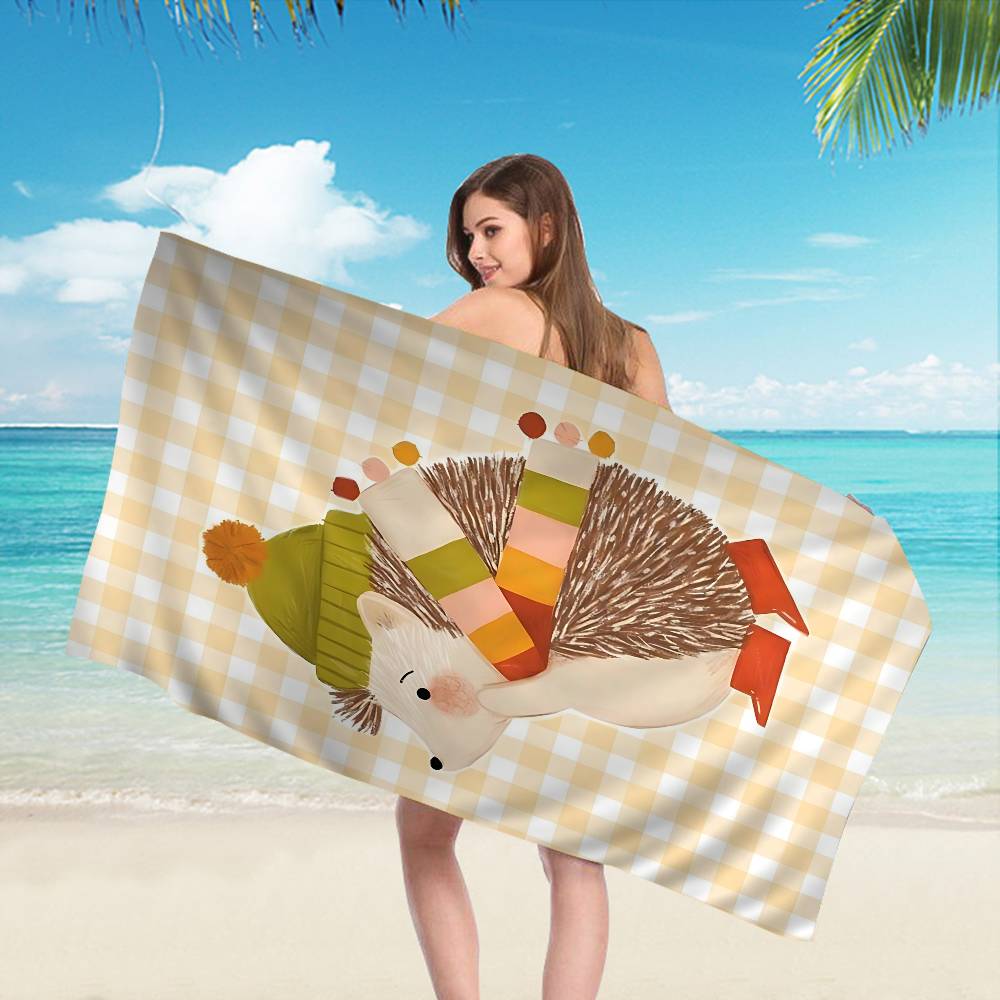 Cute Funny Animal Ins Cartoon Microfiber Printed Beach Towel Mountain Climbing Yoga Beach Swimming Running Absorbent Soft Towel
