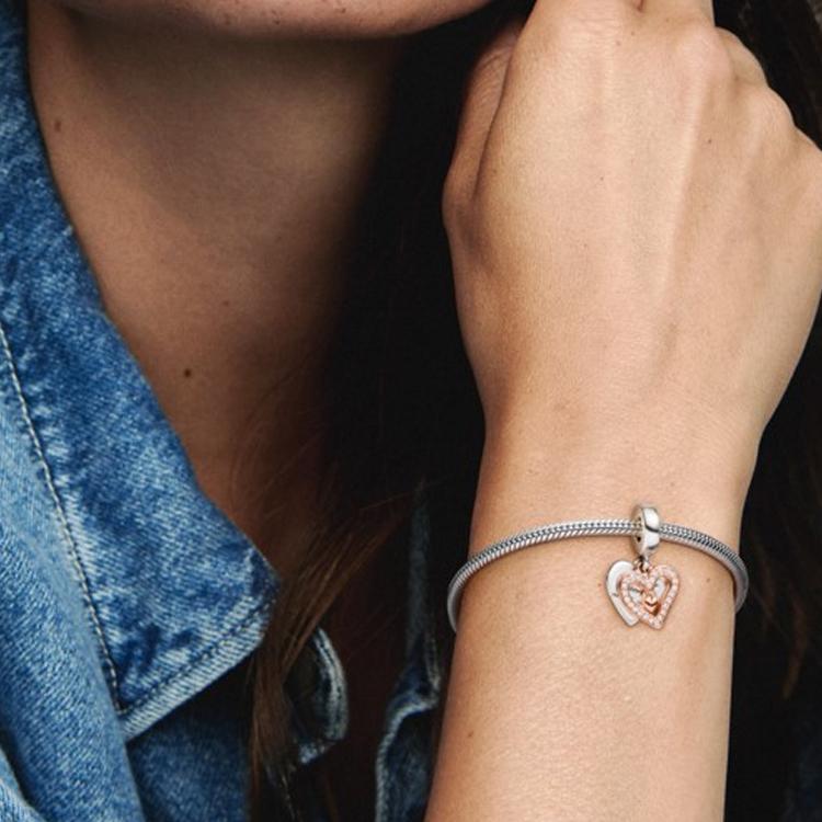 Pandora Rose Gold Plated Heart Pendant Women Jewelry Silver 788693C01