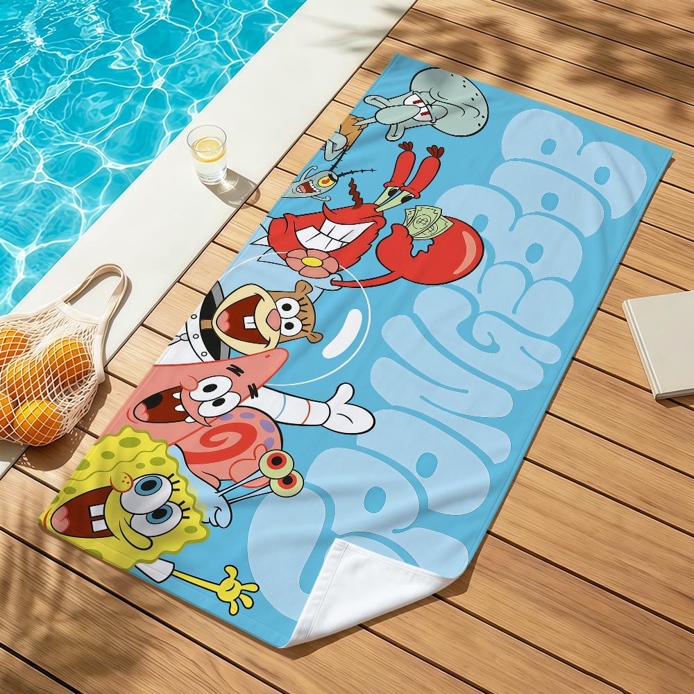 Beach Towels cute b-b-BobS-s Soft fun Quick Dry Pool cartoon s-S-S-SpongeS-eS bathing Towel Travel Gym Spa Camp sport face Gift