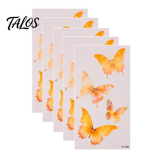 Talos 5 Sheets Butterfly Tattoo Stickers, Waterproof Temporary Flower Tattoos, Colorful Face Body Tattoos for Parties Night Club Music Festival
