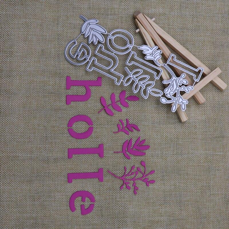 Metal Hello Word Leaves Cutting Dies DIY Scrapbooking Craft Card Making Album Embossing Stencils