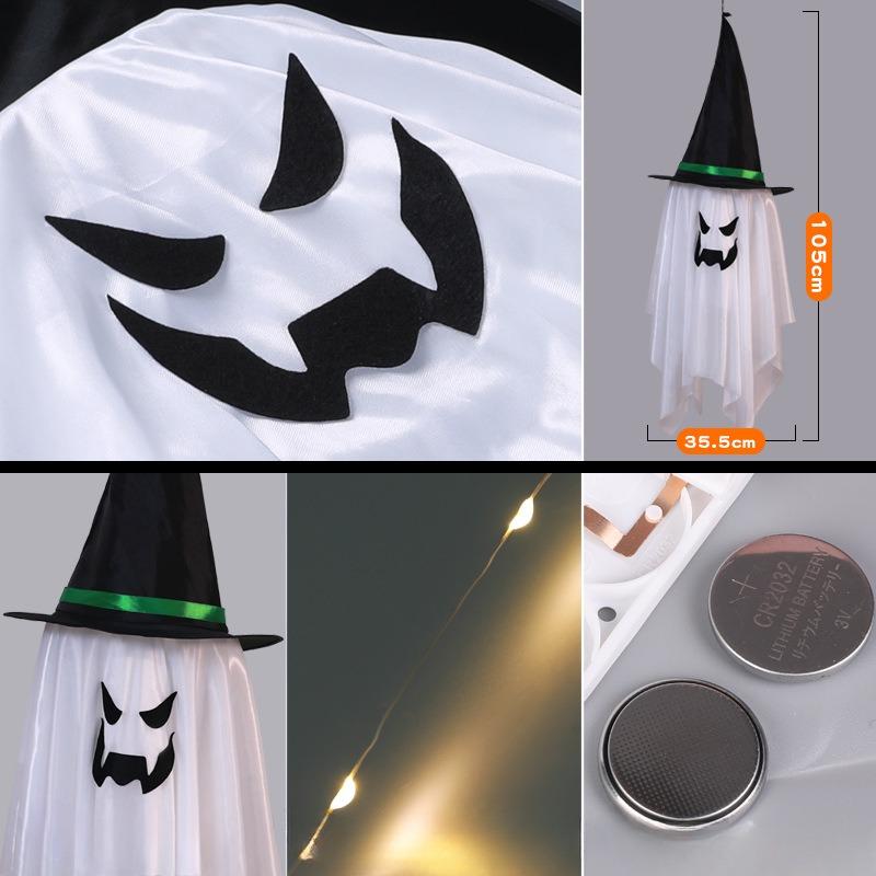 Halloween Decorations Flying Witch Hats Ghost Hanging LED Lights Bar Halloween Party Supplies Dress Up Glowing Wizard Ghost Lamp