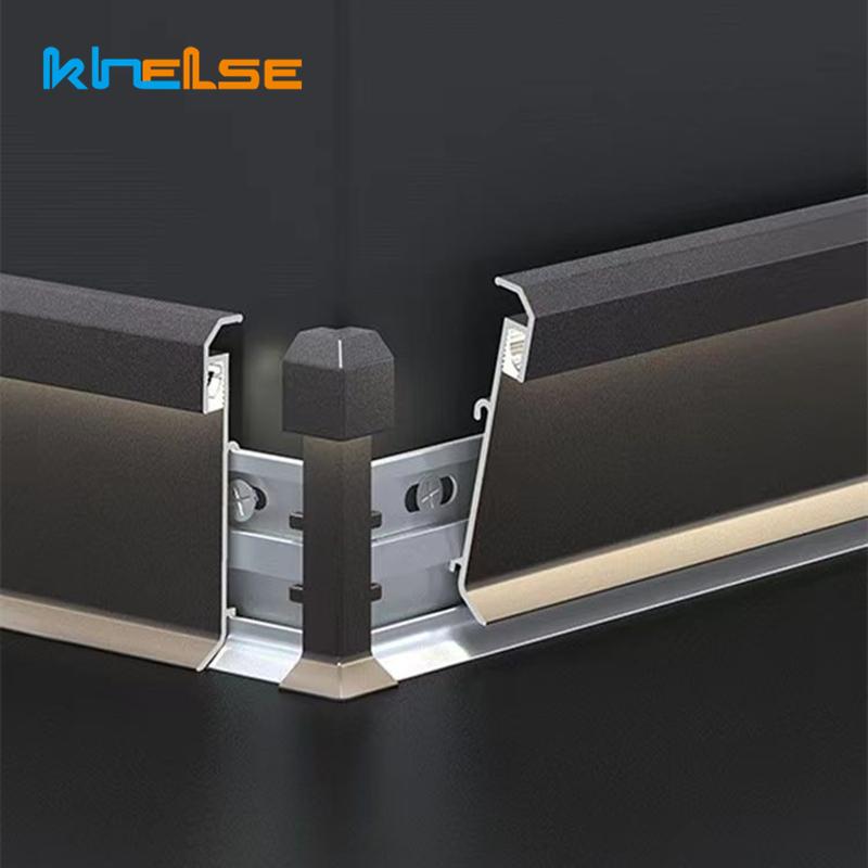 H60/80mm Thin LED Skirting Line Simple Aluminium Profile Floor Baseboard Strip Light Metal Wall Skirting Corner Linear Lamp