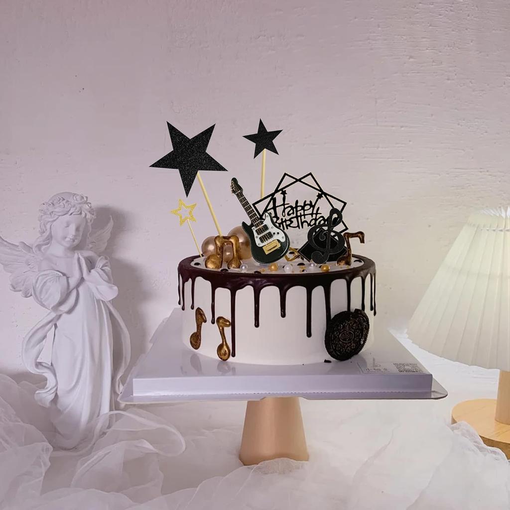 22 ks Kytarové ozdoby na dort Hudební nota Ozdoby na narozeninový dort 1:12 Modelů Kytar Dekorace na Párty Pro Hudebníkovu Párty Narozeniny Rocková Téma