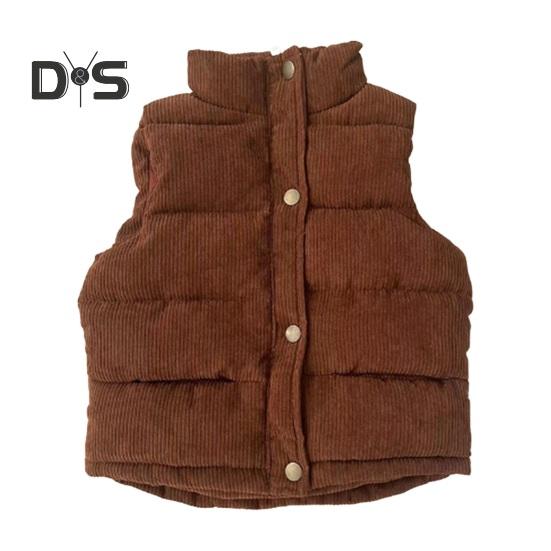 Laste talvejope Unisex paks vest varrukateta tõmbluku ja nööbiga polsterdatud ühevärviline lahtikäiv krae spordi igapäevane kandmine vest mantel