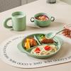 Nordic Ceramic Divided Dinner Plates with Handles (2-Pack)