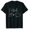 I Am 39+ Middle Finger Tshirt Ladies 40th Birthday Party Tees Aesthetic Streetwear Short Sleeve Tops Women Oversized T-shirt