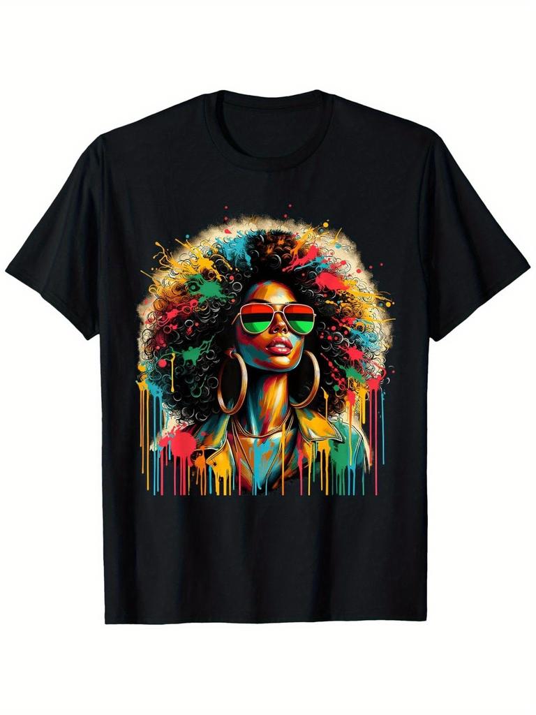 Juneteenth Black Womens Queen Afro African Melanin Dripping T-Shirt 100%, Holiday Birthday Christmas