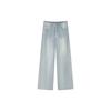 Blue Rhinestone Wide-Leg Jeans for Women, Summer New Style, High-Waisted Straight Pants for Plus-Size Girls with Pear-Shaped Body