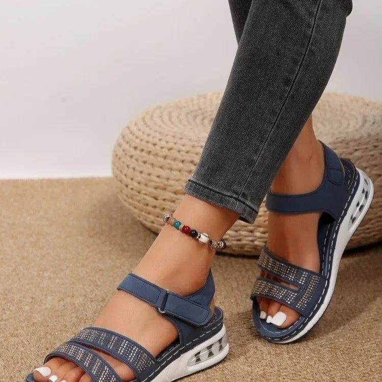 Fashion 2024 High Quality Ladies Shoes Buckle Strap Women's Sandals Fashion Daily Sandals Women Summer Crystal Peep Toe Wedge Sandals