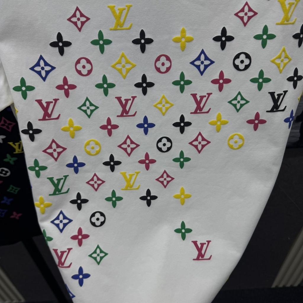 2026 Oversized tričko s potiskem monogramu, Celoplošný vzor, Lehké unisex tričko pro pár