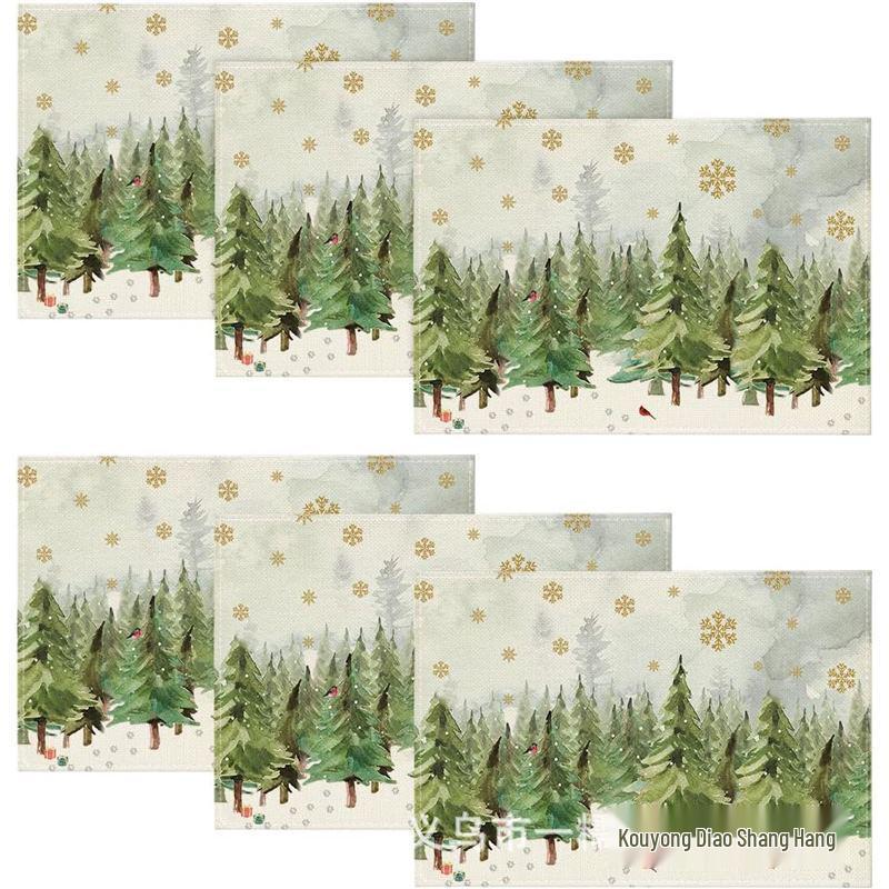 Christmas Snowman & Snowflake Plaid Insulated Placemat - Festive Table Decoration