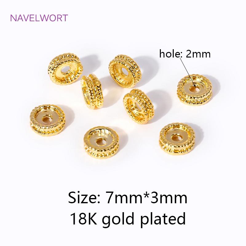 

18K Gold Plated 7mm Round Spacer Beads DIY Bracelet Necklace Making Accessories Brass Metal Dot Spacer Beads Jewelry Findings 10 pieces