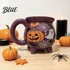 Geschenke für beste Freundinnen Damen Halloween Hexenkessel Kaffeetasse 360ml Geist Kürbis Spinnennetz Muster Einzigartige Büro Tasse Keramiktasse Gruseliges Trinkgeschirr