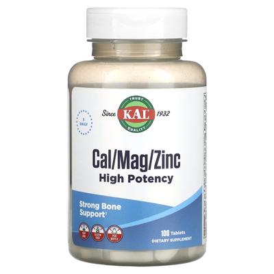 Cal/Mag/Zinc, High Potency, 100 Tablets
