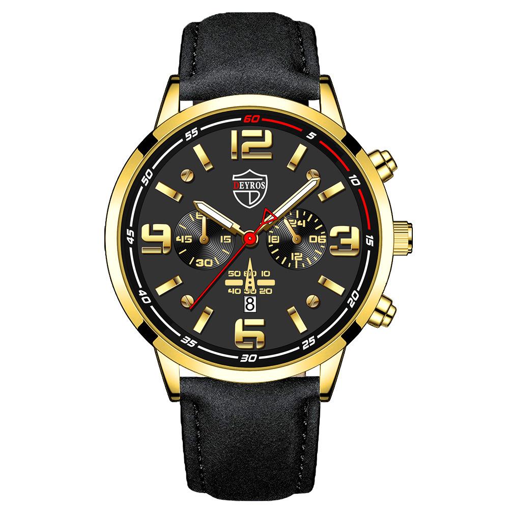 Fashion Men's Watch Fashion Leather Quartz Watch Large Dial Digital Watch Classic Business Watch Men's Calendar Watch Student Men's Watch
