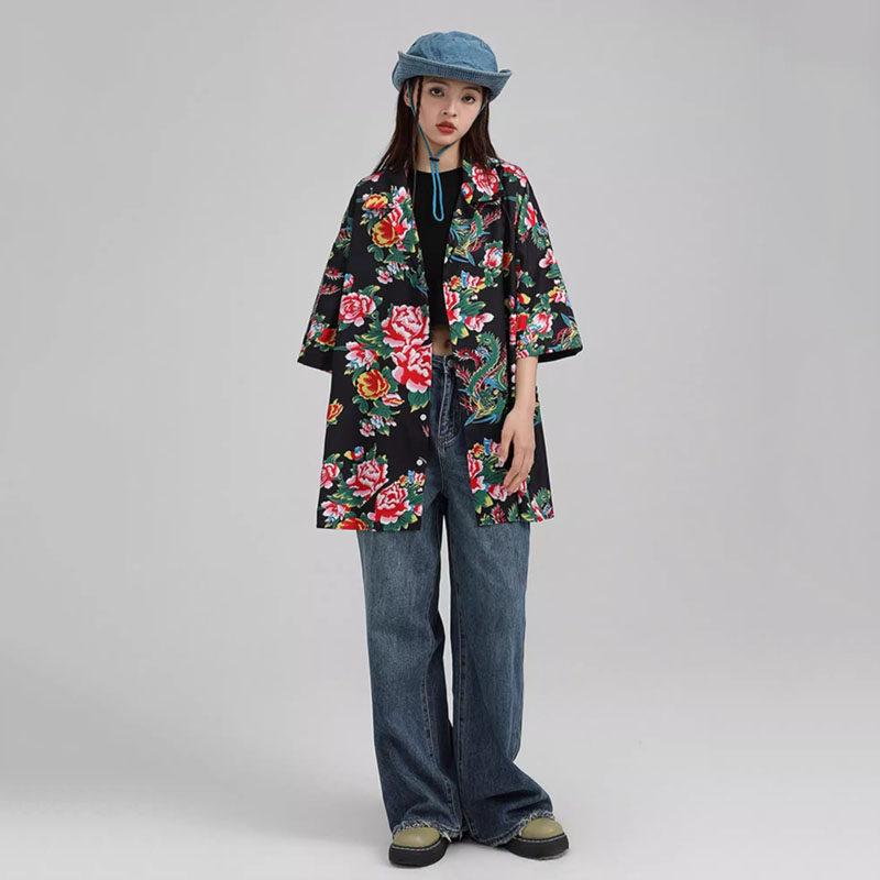 Women's Retro Floral Chinese Trend Long Sleeve Shirt - Spring/Autumn Fashion Versatile Top