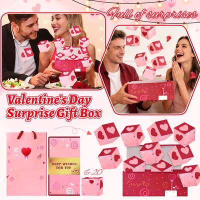 Valentine's Day Surprise Gift Box, Exploding Gift Box, DIY Gift Bag, Heart,Shaped ,Up Greeting Card, Suitable For Anniversaries