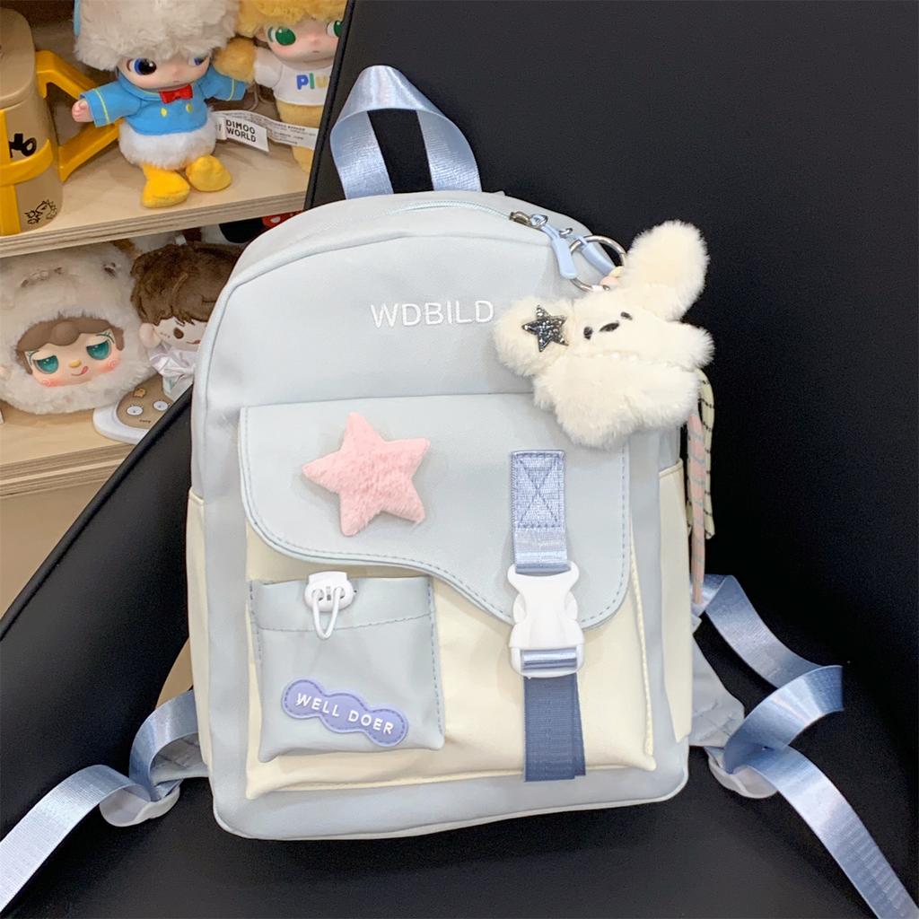 Schoolbag cute contrasting color student travel small schoolbag female dopamine high value children versatile lightweight backpack