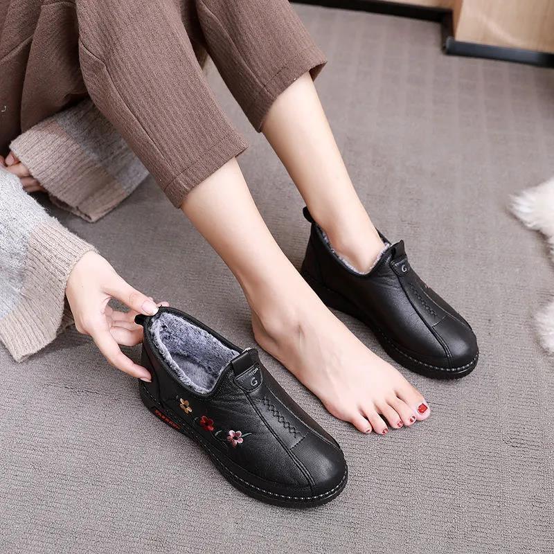[] Women's cotton shoes with velvet thick soles and breathable middle-aged mother shoes with soft soles and non-slip women's cotton