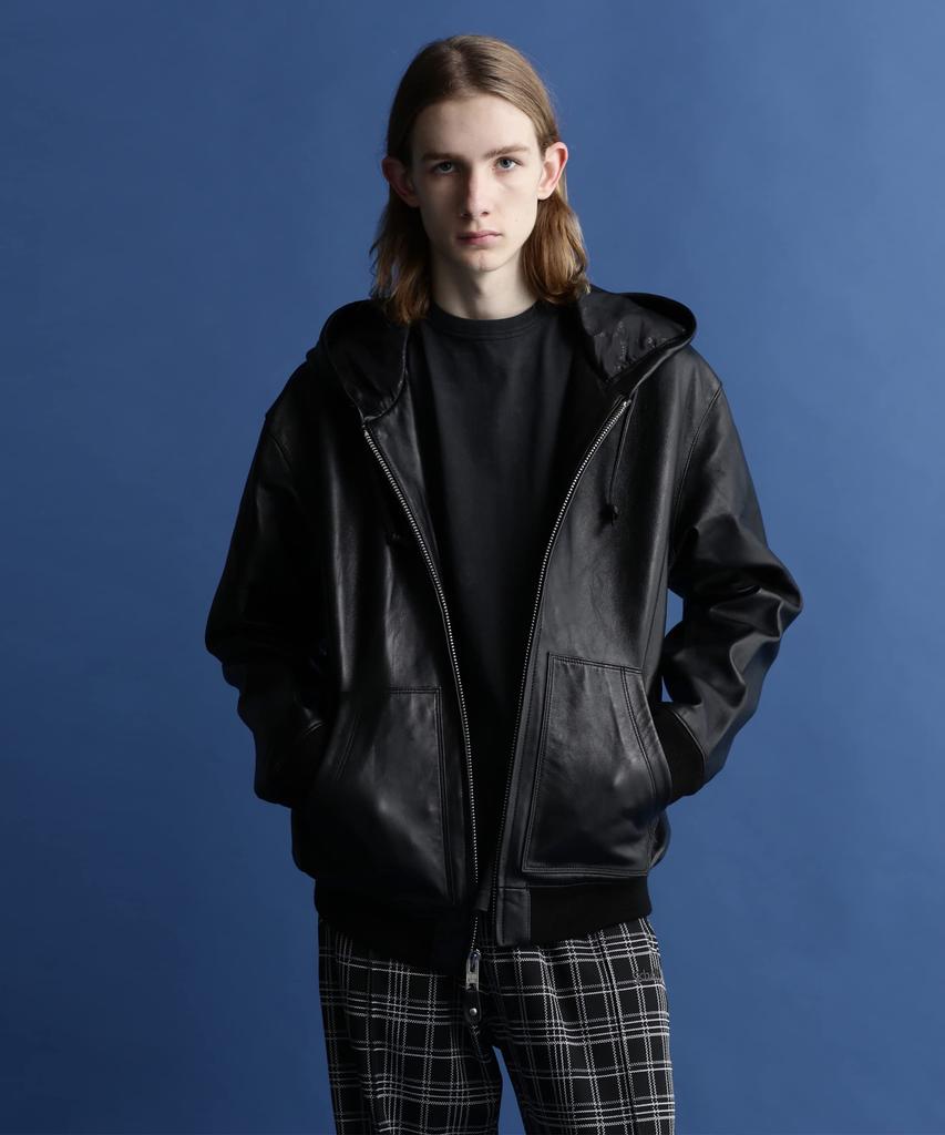 Schott NYC Leather Size Full-Zip Parka, Men's, 2XL, Black, 010, 782-3950080