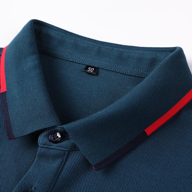 Spring and Autumn Young and Middle-Aged Men's Long-Sleeved T-shirt Lapel Thin Cotton Polo Shirt New Men's Top Bottoming Shirt