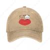 Retro Peach And Goma Bears LOVE Baseball Cap Unisex Distressed Denim Washed Sun Cap DuDu Bear BuBu Panda Outdoor Adjustable Hats