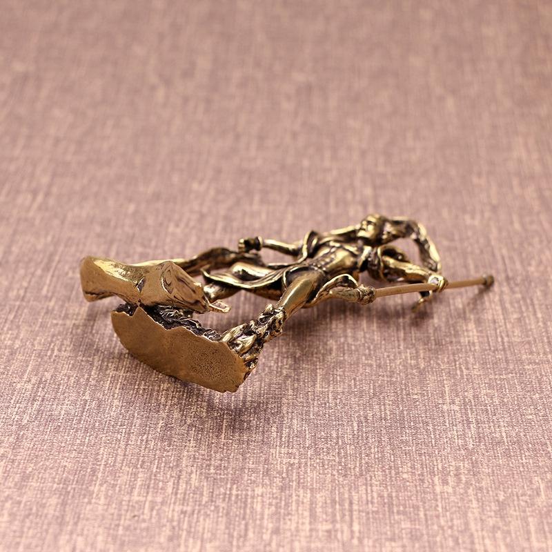 Retro Pure Copper Chinese Myth Nezha Buddha Statue Figurines Creative Desktop Decoration Home Furnishing Craft Gift Decoration