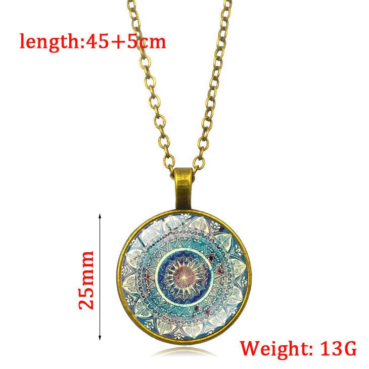 Mandala Yoga Zeit Edelstein Halskette Mode Glas Anhänger Halskette Europäischer und Amerikanischer Schmuck