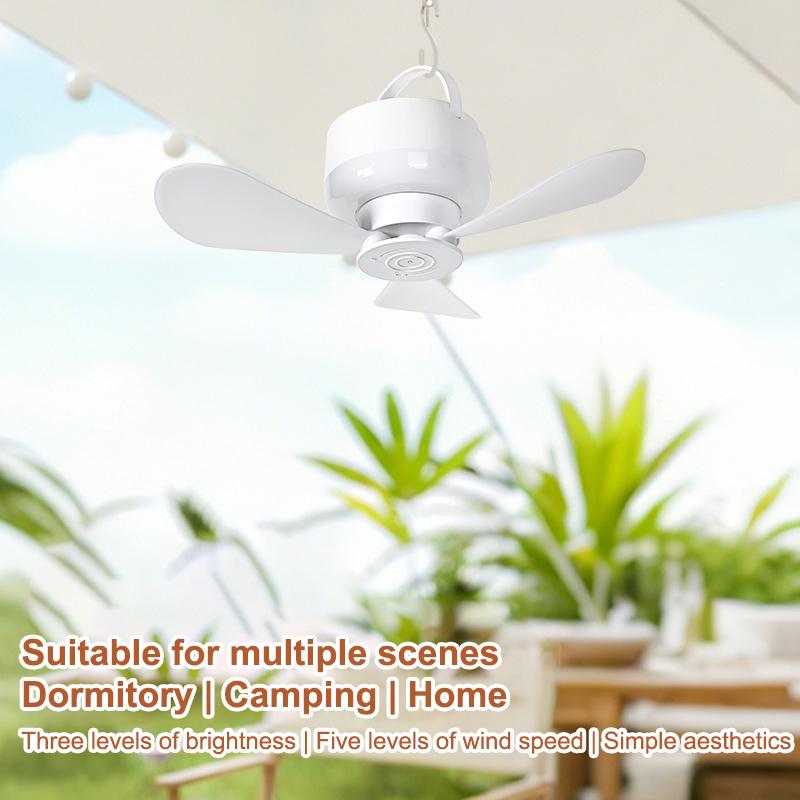 USB Rechargeable Ceiling Fan With Light Remote Control Portable Small Fan Lamp Ceiling Fans For Bedroom Dorm Camping Tent