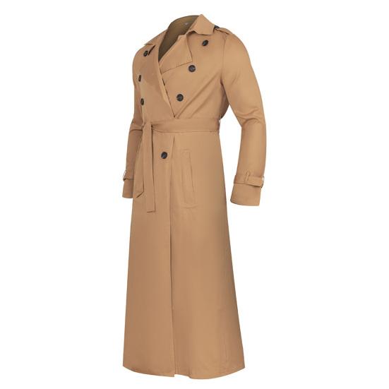 Mantel Zweireihig Revers Windbreaker Western-Stil Herrenjacke für Herbst