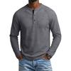 Men's Round Neck Long Sleeve Raglan T-Shirt with Button Placket for Casual Athletic Everyday Wear