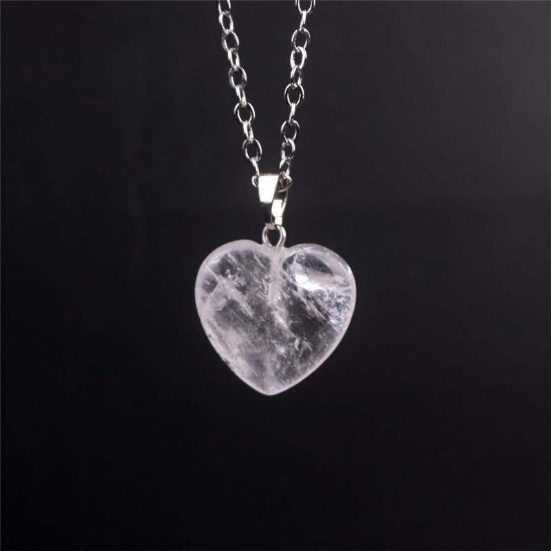 20mm Crystal Agate Heart Necklace Pendant - Natural Stone Jewelry Accessory