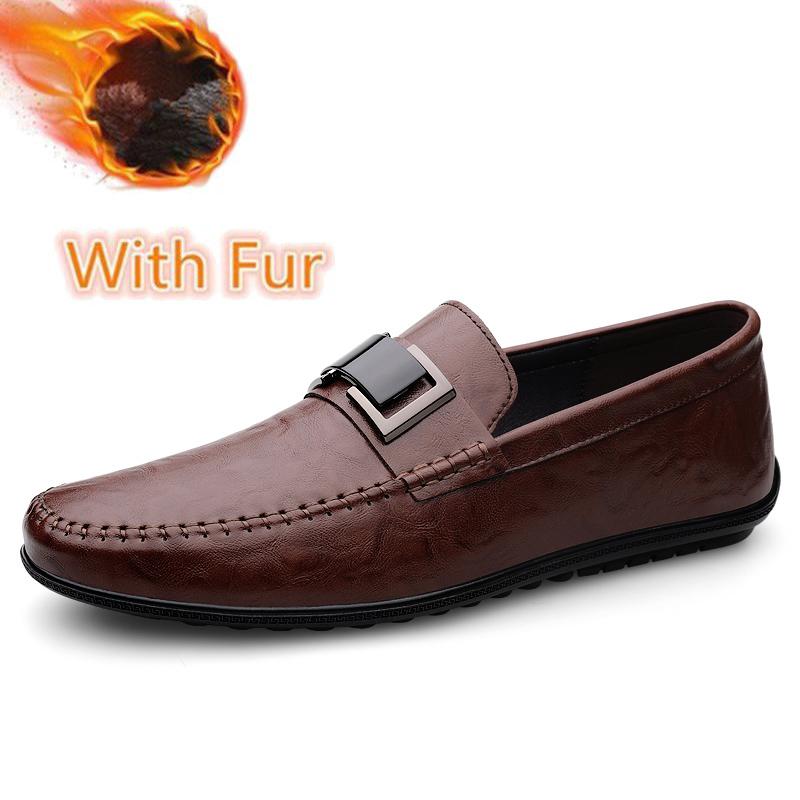 Genuine Leather Mens Loafers Mocasines Leisure Walk Casual Shoes for Men Slip on Formal Business Shoes Comfy Male Driving Flats