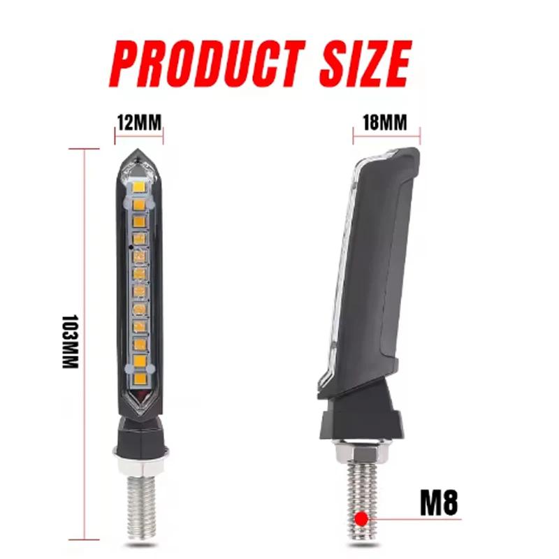 2pcs 8mm Motorcycle LED Turn Signal Light Blinker Universal 12V Indicators Light Amber Flowing Water Lamp Rear Turn Signal Lamp