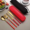 4Pcs Portable Tableware Set Stainless Steel Knife Fork Spoon Chopsticks Travel Tableware With Box Picnic Camping Cutlery Set