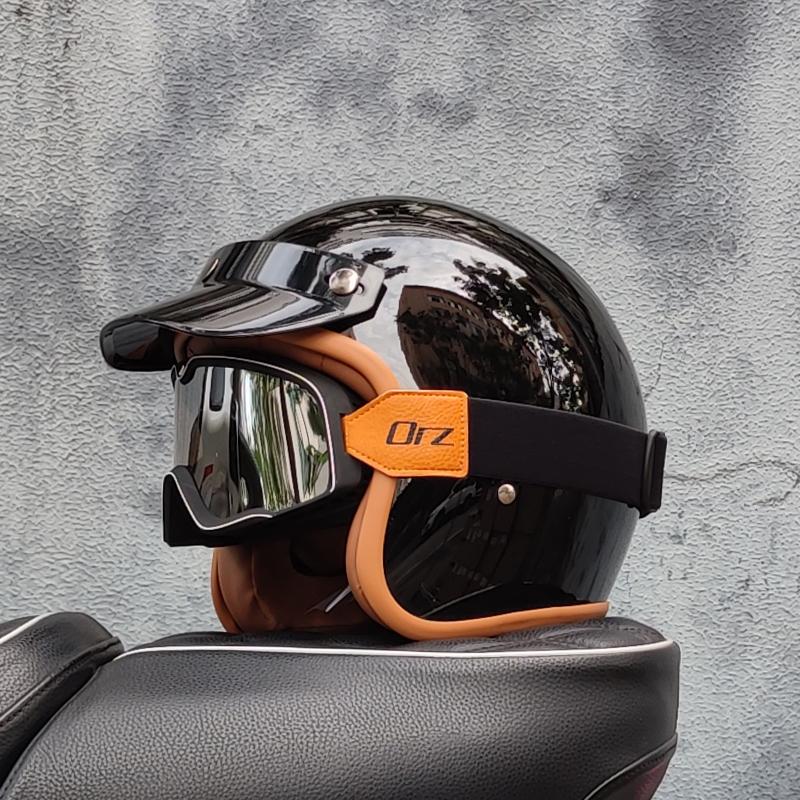 Retro Semi-open Motorcycle Helmet Cross-country Motorcycle Accessories Motorcycle Helmet 3/4 Retro Helmet In Winter