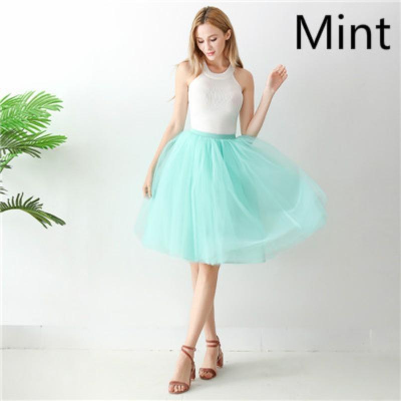 5 Layers 65cm Black Pleated Skirt Sexy Midi Tulle Skirt High Waist Full Lining Adult Tutu Korean Style Women